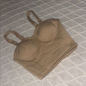No Boundaries Tan Crop Top Seamless Design